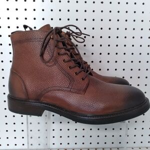 Men's Leather Shoes | Ortholite Comfort  Brown Flat Ankle Boots Lace-up Sz 11 M